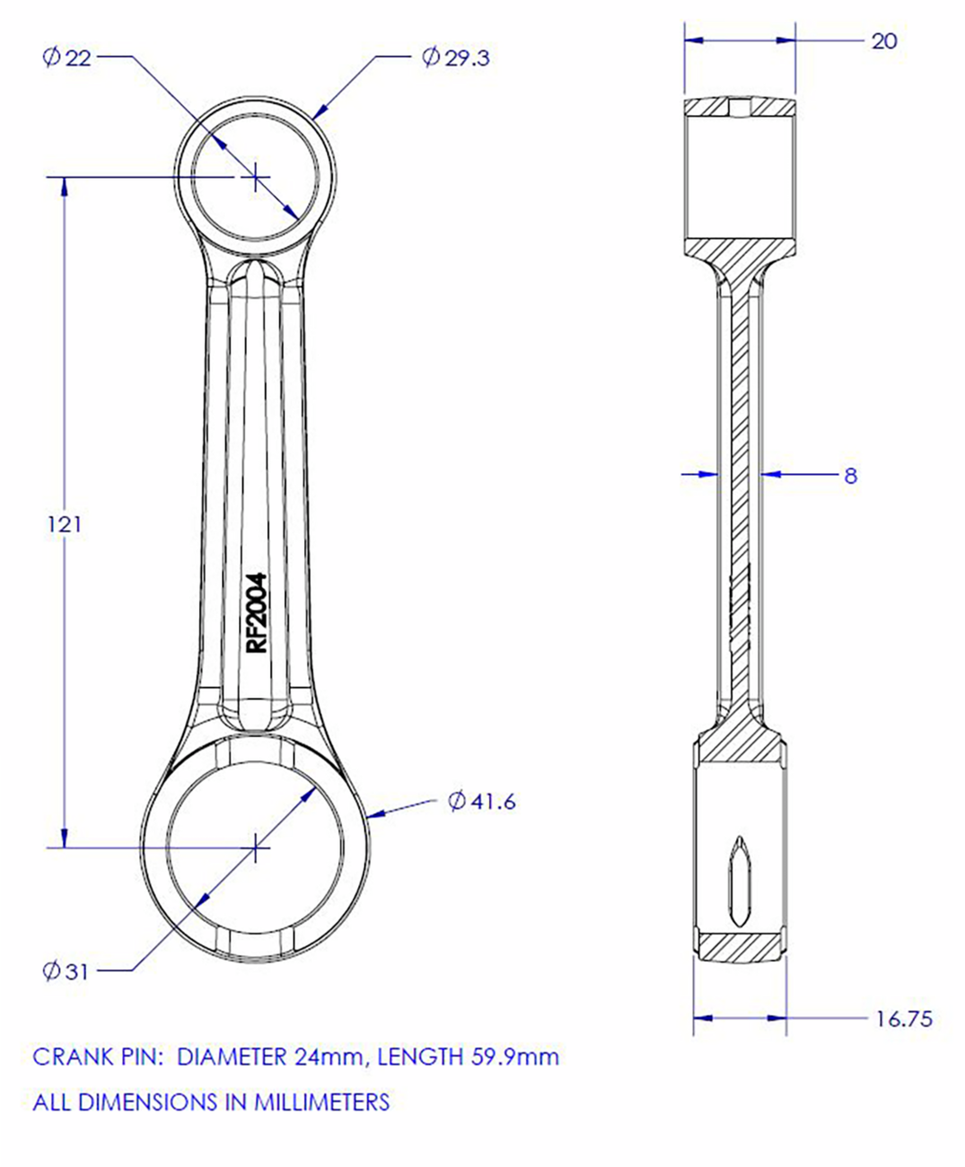 VINTCO Connecting Rod Kit KR2034