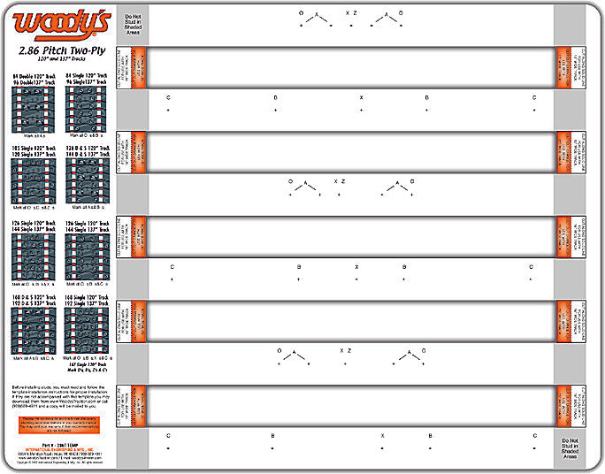 WOODYS Studding Template 2.86" Pitch 286T-TEMP