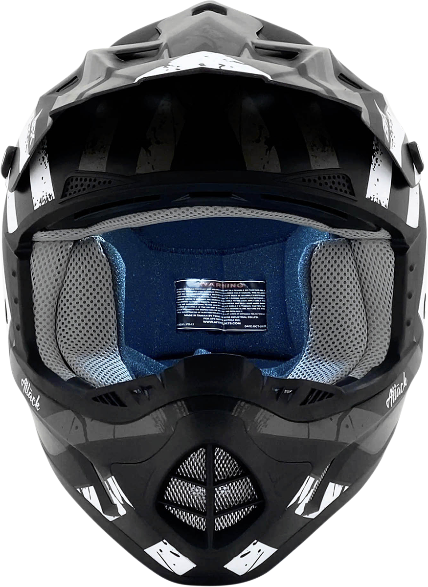 AFX FX-17 Helmet - Attack - Matte Black/Silver - 4XL 0110-7638