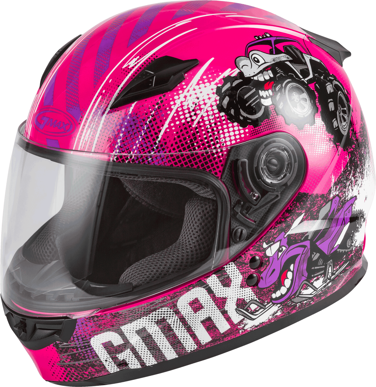 GMAX Youth Gm-49y Beasts Full-Face Helmet Pink/Purple/Grey Yl G1498402