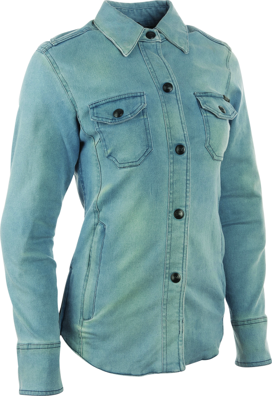 Speed and Strength Speed Society Armored Moto Shirt Denim Blue Womens - Small 892279