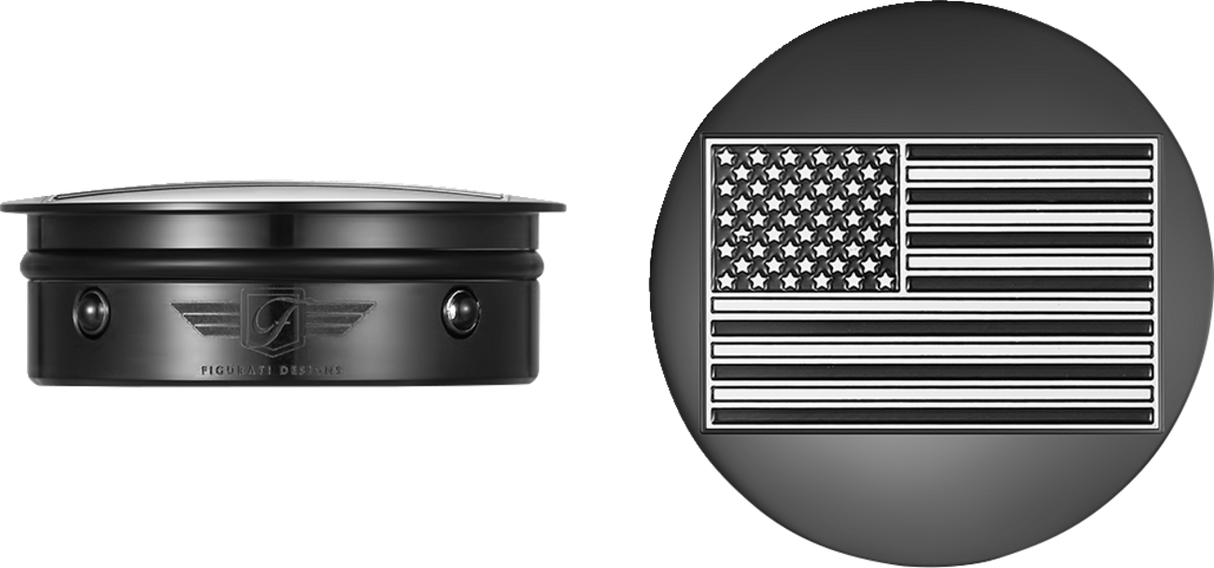 FIGURATI DESIGNS Swing Arm Covers - Black Contrast Cut American Flag - Custom - Reversed - Black FD26R-AF-CC-BK