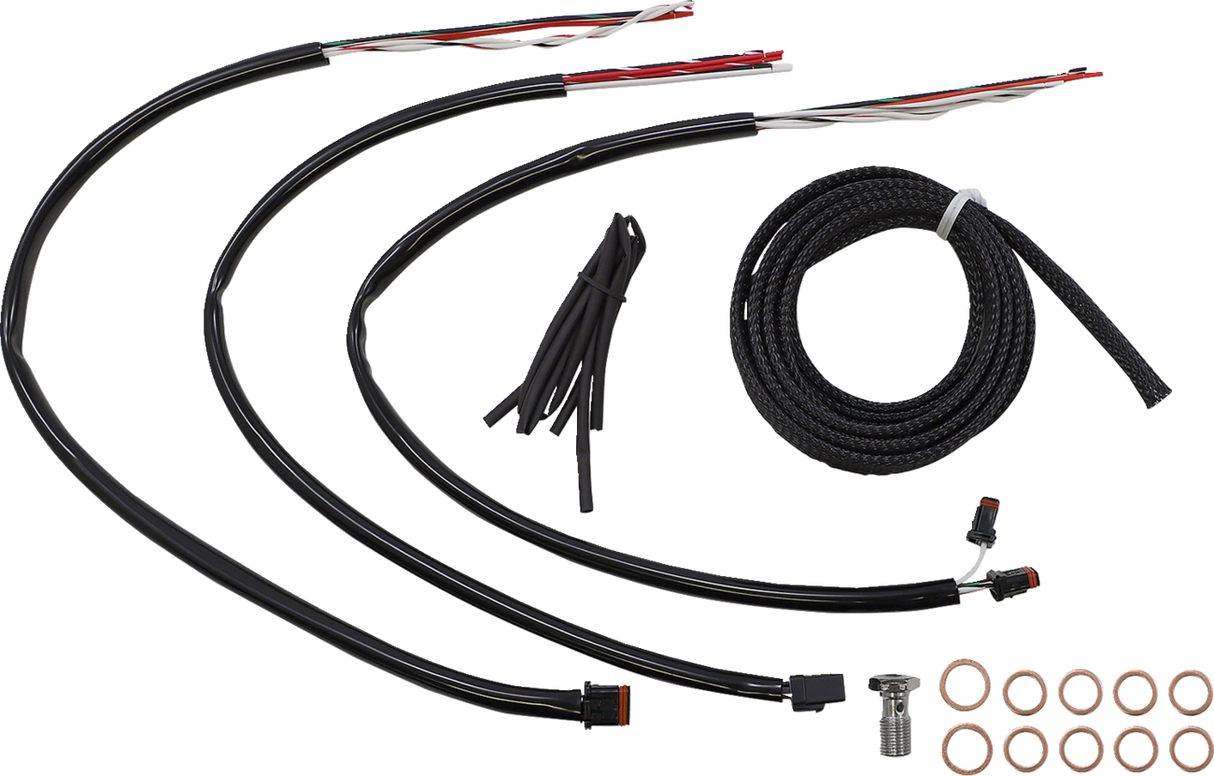 LA CHOPPERS Handlebar Cable/Brake Line Kit - Complete - 12" - 14" Ape Hanger Handlebars - Black Vinyl LA-8056KT2-13B