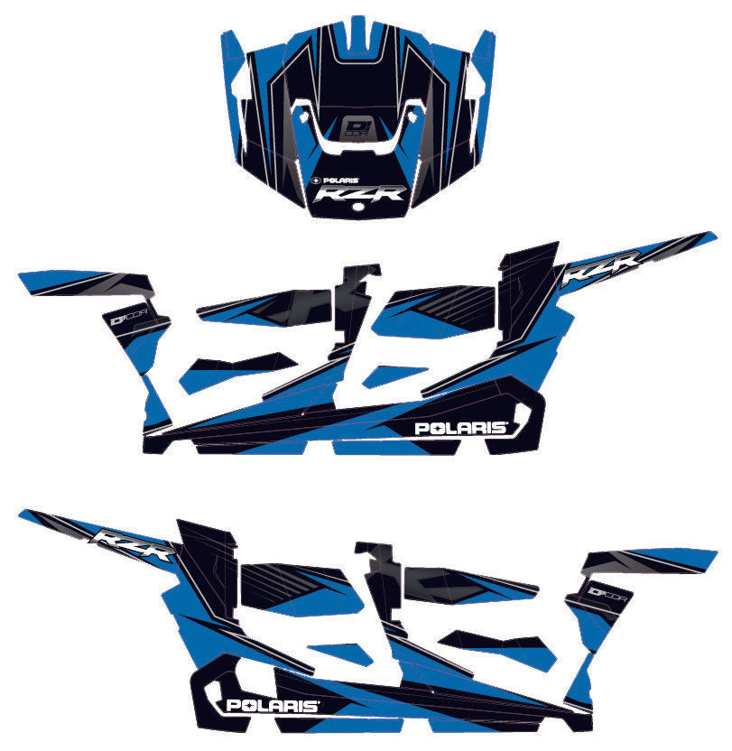 D-COR Pol Rzr Complete Graphic Kit Blue/Black 20-60-108