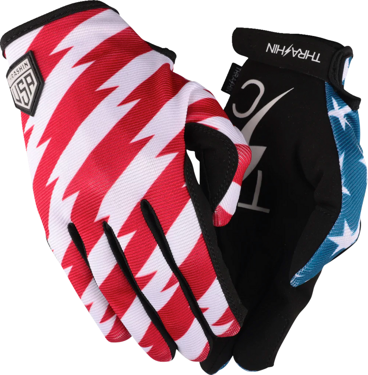 THRASHIN SUPPLY CO. Stars & Bolts Stealth Gloves - Red/Blue - Large SV1-12-10