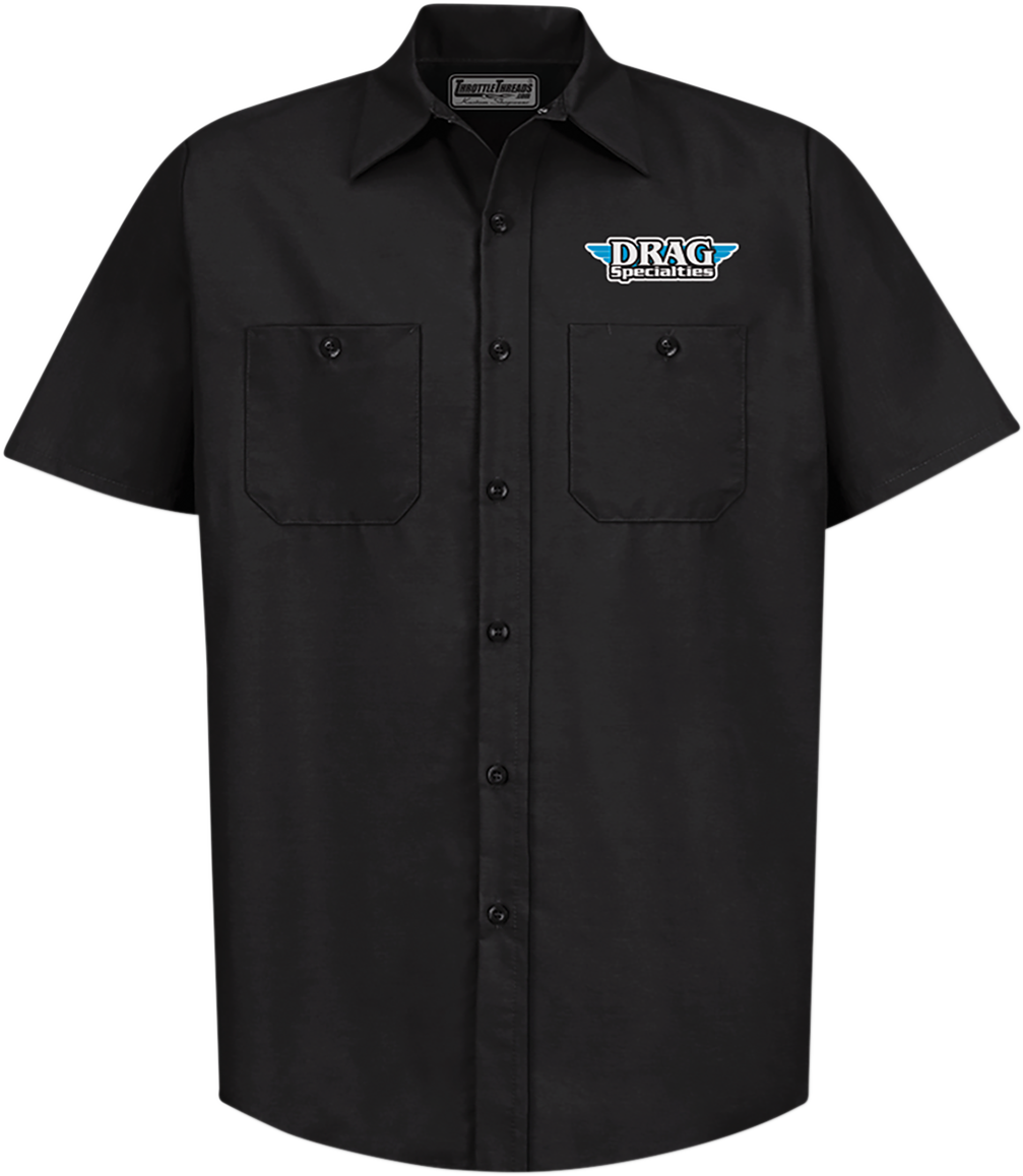 THROTTLE THREADS Drag Specialties Shop Shirt - Black - Small DRG31ST24BKSM