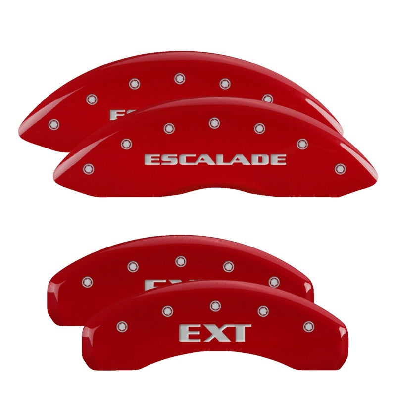 MGP 4 Caliper Covers Engraved Front Cadillac Engraved Rear ATS Red finish silver ch 35007SATSRD