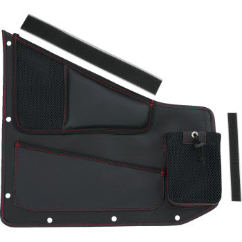 SHOW CHROME Kaliber Side Organizer - Driver and Passenger - Black w/ Red Stitching H44-7RED 3550-0421