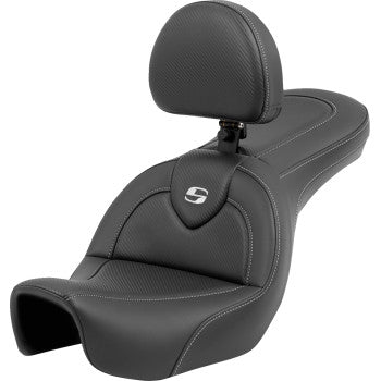 SADDLEMEN Roadsofa™ Carbon Fiber Seat - Carbon Fiber - with Backrest - FXD '06-'17 806-04-185BR