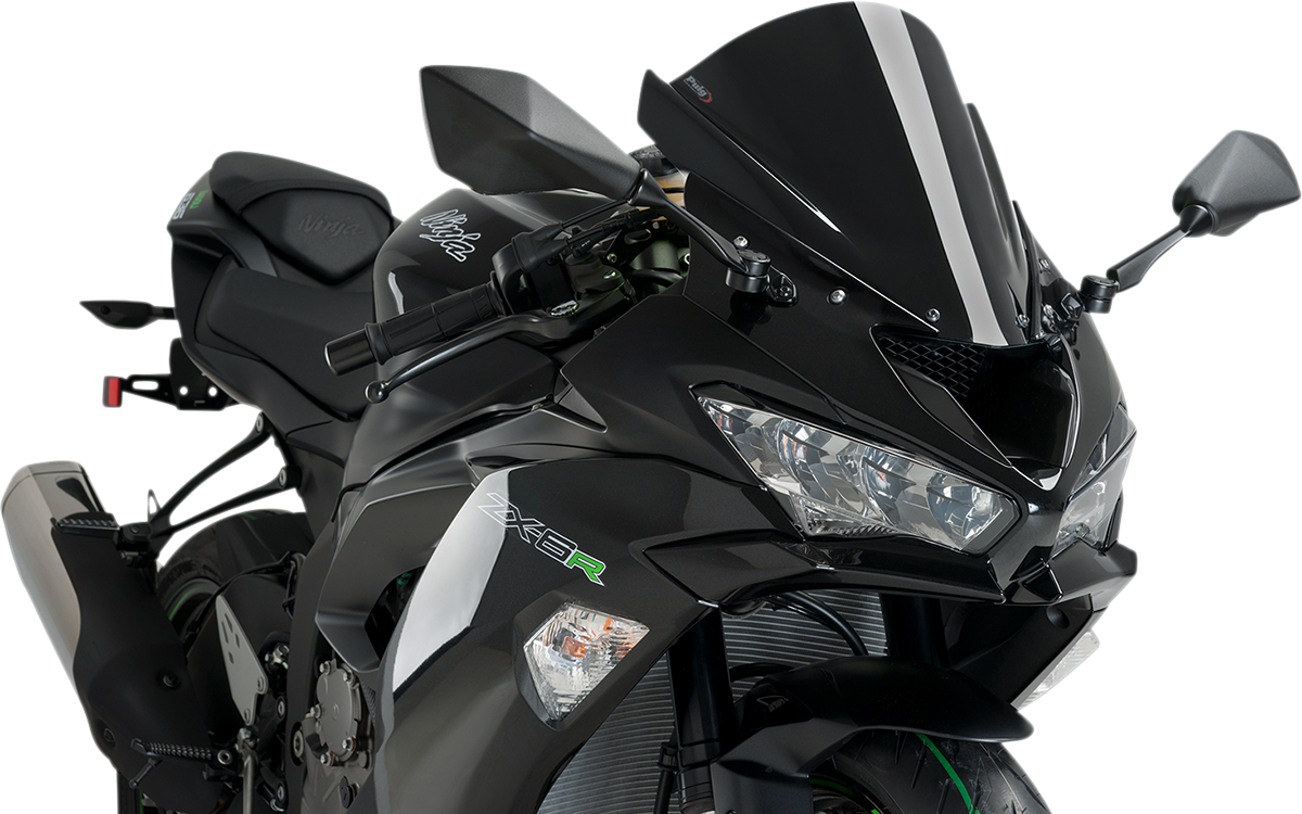 PUIG HI-TECH PARTS Race Windscreen - Black - ZX-6R 3177N