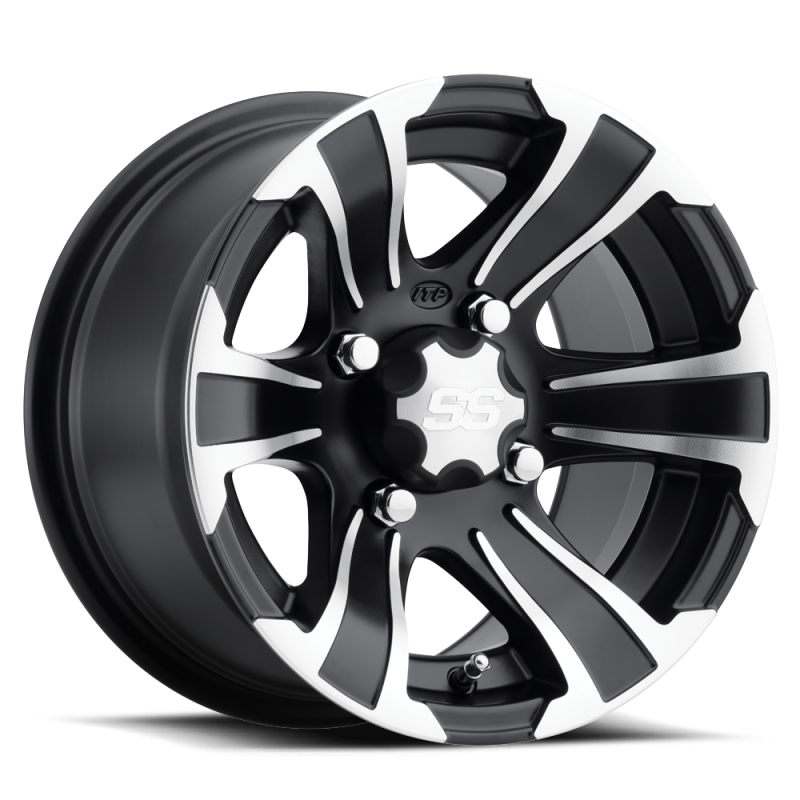 ITP SS 312 12x7 / 4x110 BP / 2+5 Offset Black w/ Machined Wheel 1228440536B