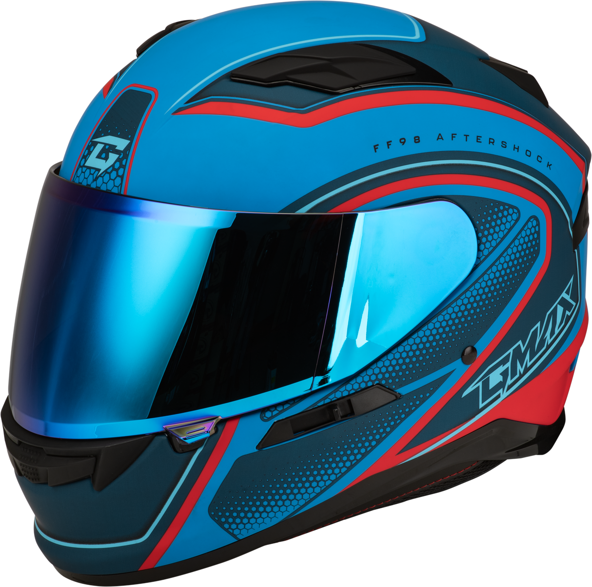 GMAX Ff-98 Aftershock Helmet Matte Blue/Red 3x F19841009-ECE