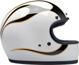 BILTWELL Gringo Helmet - Flames - White/Black - Large 1002-561-504