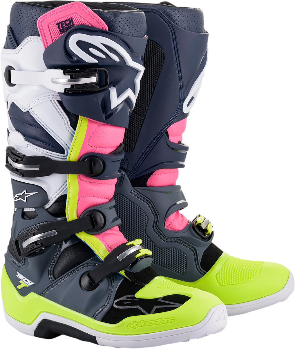 ALPINESTARS Tech 7 Boots - Black/Pink/White/Yellow - US 11 2012014-9076-11