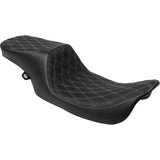 DRAG SPECIALTIES SEATS Predator 2-Up Seat - Vinyl - Double Diamond - Silver Stitching- w/o Backrest - FL '97-'07  0801-1997