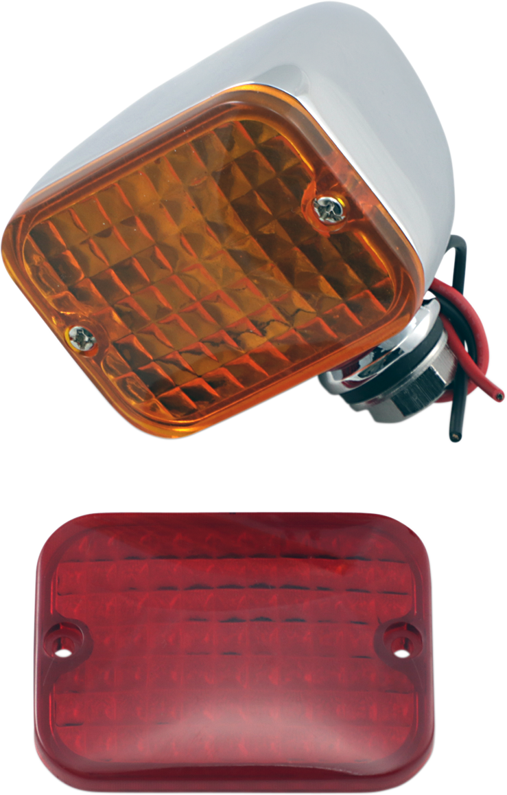 DRAG SPECIALTIES Rectangular Market Light - Dual Filament - Amber/Red 163075-BC216