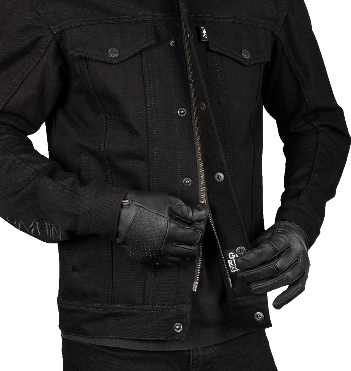 THRASHIN SUPPLY CO. Highway v2 Denim Riding Jacket - Black - XL TMJ-10-11