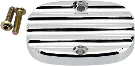 JOKER MACHINE Master Cylinder Cover - Finned - Chrome - FL 08-008C