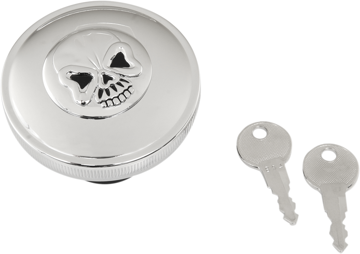 DRAG SPECIALTIES Gas Cap - Vented Skull Locking - Chrome 03-0320AS-A