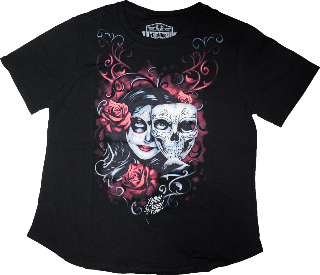 LETHAL THREAT Women's Two Faced Catrina T-Shirt - Black - Small LA70204S