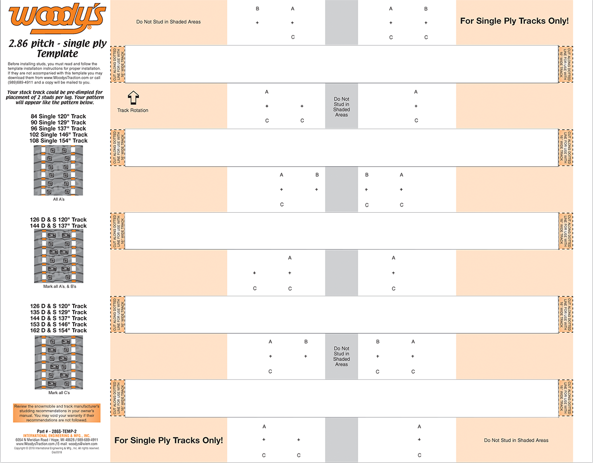 WOODY'S Studding Template - 2.86 Pitch 286S-TEMP-2