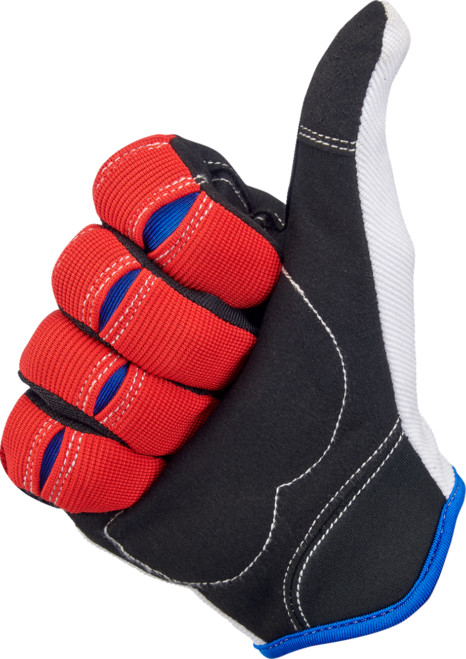 BILTWELL Moto Gloves - Red/White/Blue - Small 1501-1208-002