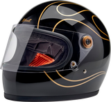 BILTWELL Gringo S Helmet - Gloss Black Flames - XS 1003-567-501