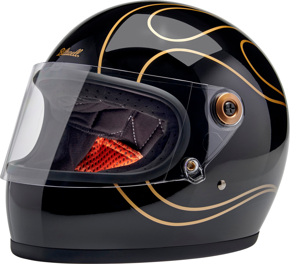 BILTWELL Gringo S Helmet - Gloss Black Flames - Small 1003-567-502