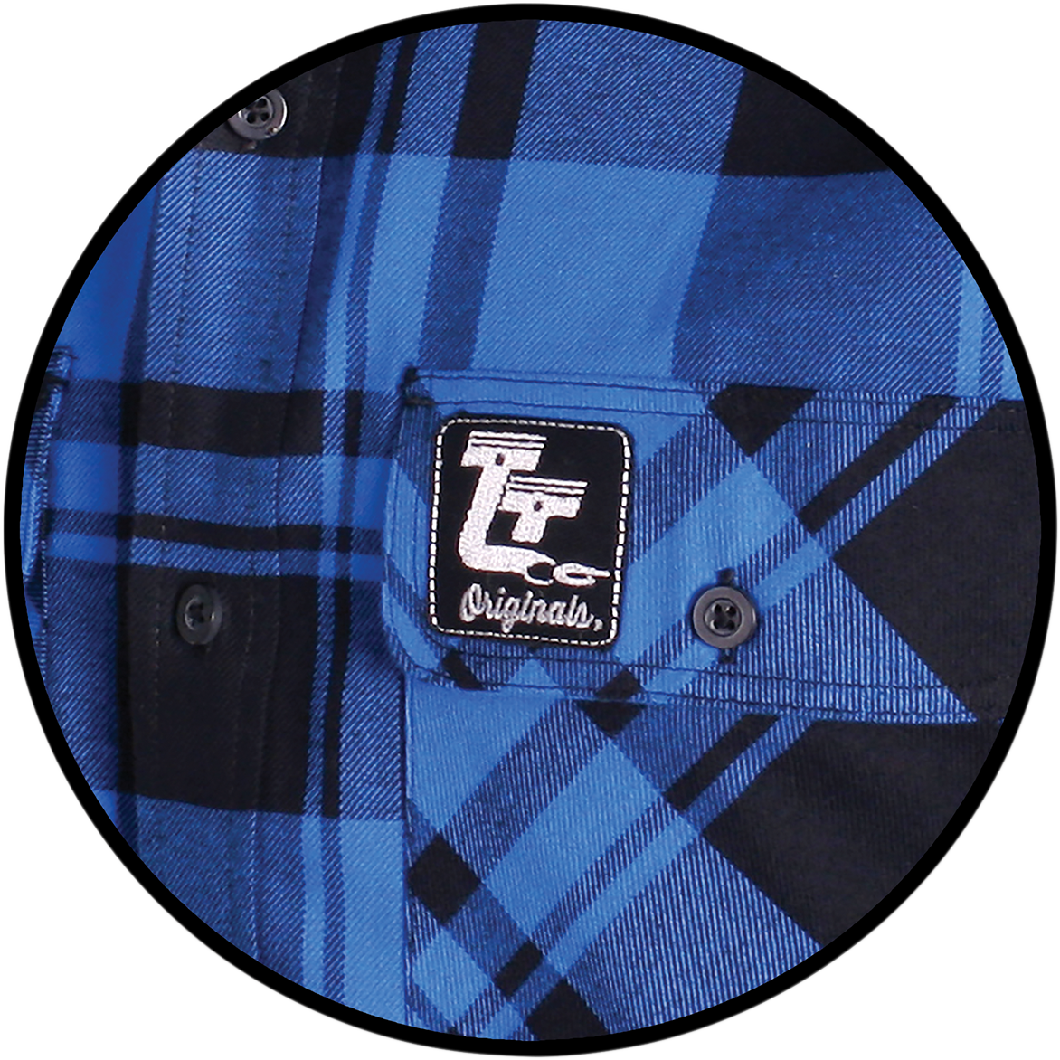 THROTTLE THREADS Long-Sleeve Flannel Shirt - Blue/Black - Small TT635S68BLSR