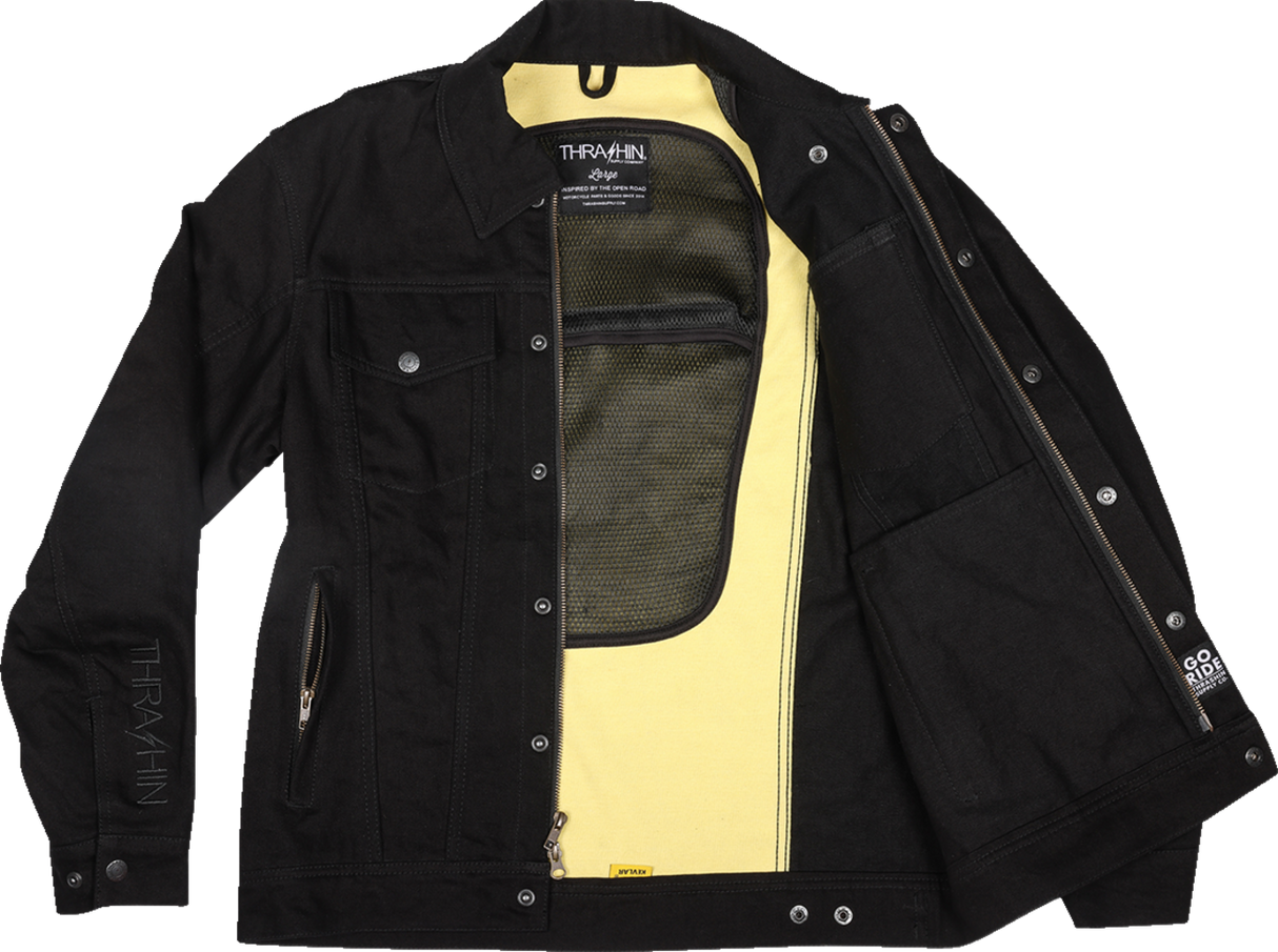 THRASHIN SUPPLY CO. Highway v2 Denim Riding Jacket - Black - Large TMJ-10-10