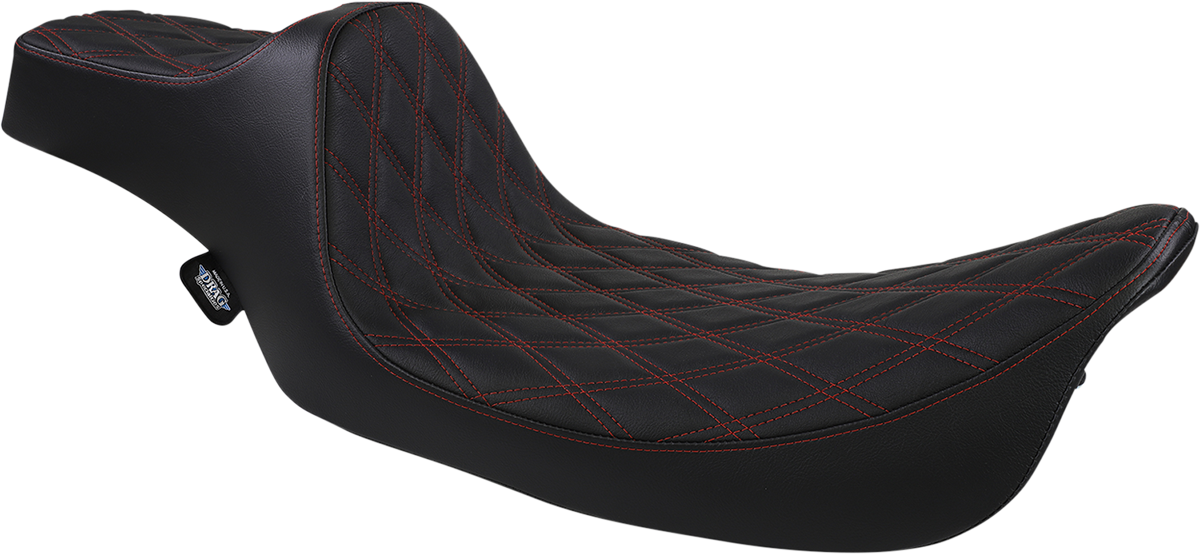 DRAG SPECIALTIES Extended Reach Predator III Seat - Double Diamond - Black w/ Red Thread NOT A 2-UP SEAT 8011371