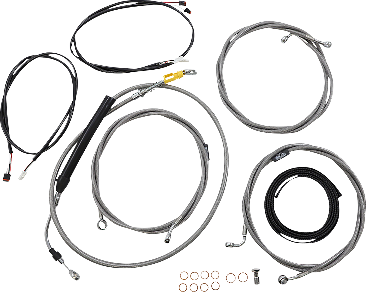 LA CHOPPERS Cable Kit - 18" - 20" Ape Hanger Handlebars - ABS - Stainless LA-8058KT3-19