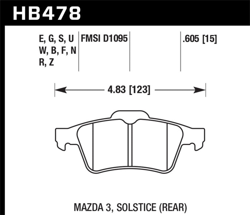 Hawk 13-14 Ford Focus ST / Mazda/ Volvo DTC-60 Race Rear Brake Pads KHB478G.605