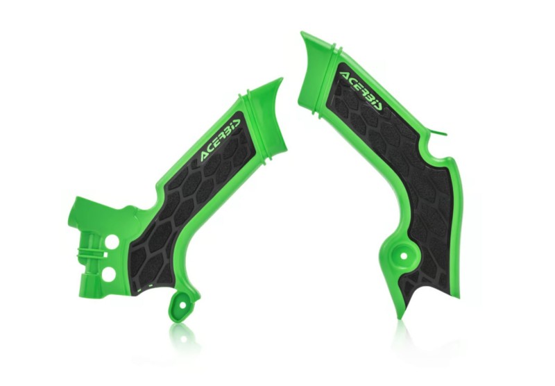 Acerbis 21+ Kawasaki KX250/ 19-23 KX450 Frame Guards- X-Grip - Green/Black 2742601089