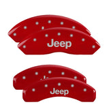 MGP 4 Caliper Covers Engraved Front & Rear JEEP Red finish silver ch 42007SJEPRD