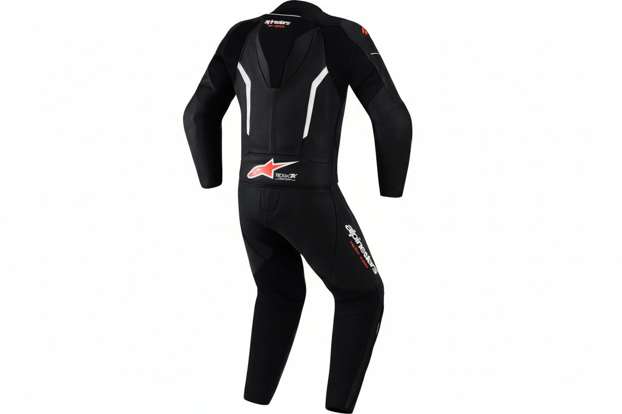 ALPINESTARS GP Force v2 2-Piece Leather Suit - Black/White/Red Fluo - US 38 / EU 48 3160126-1231-48