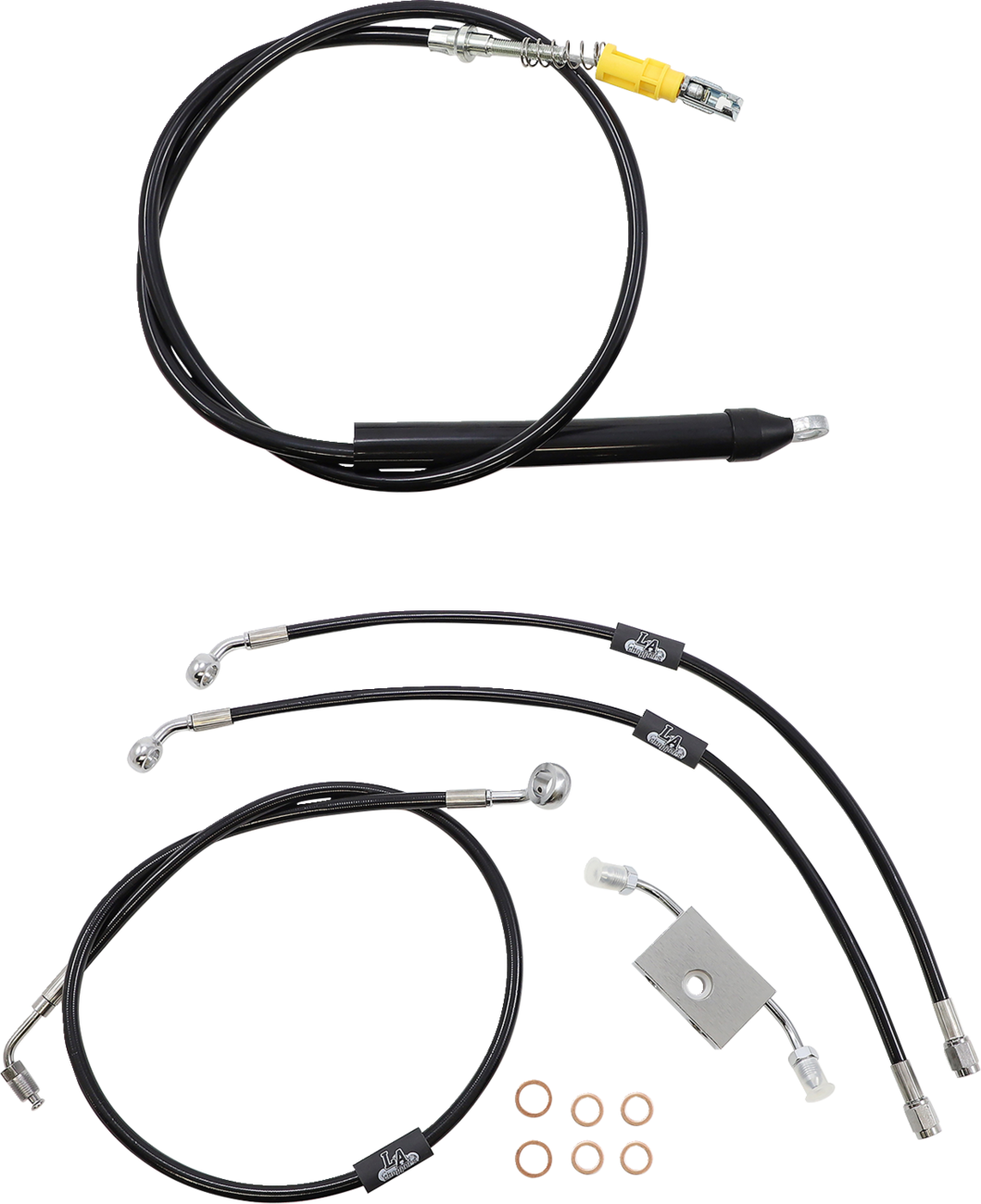 LA CHOPPERS Handlebar Cable/Brake Line Kit- Quick Connect - 18" - 20" Ape Hanger Handlebars - Black Vinyl LA-8157KT-19B