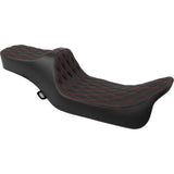 DRAG SPECIALTIES Predator III Seat - Extended Reach - Double Diamnd - Red Stitching - FLH/FLT '08-'24 0801-1925