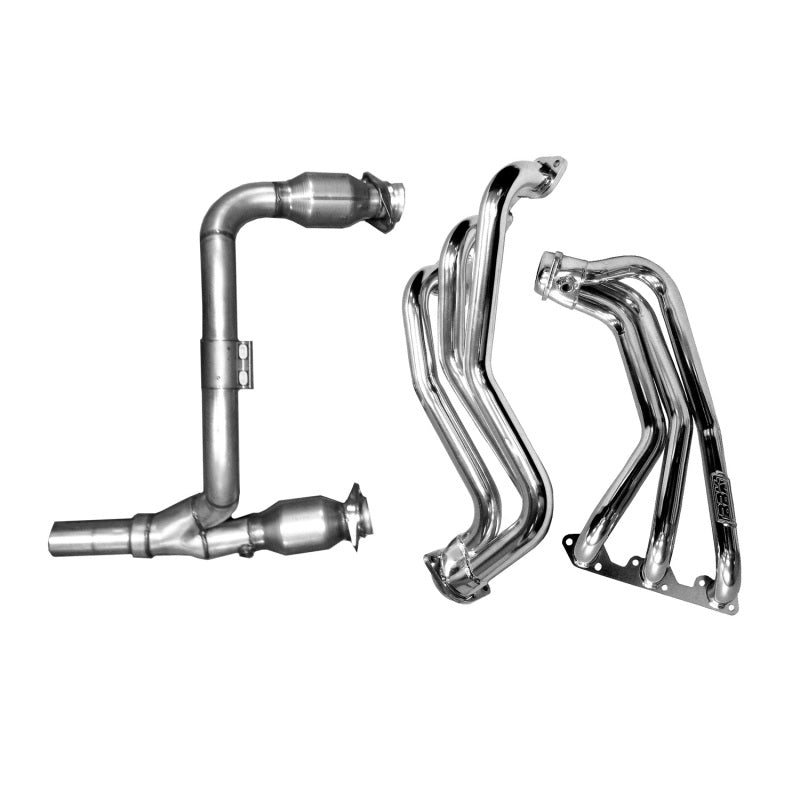 BBK 07-11 Jeep 3.8 V6 Long Tube Exhaust Headers And Y Pipe And Converters - 1-5/8 Silver Ceramic 40500