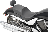 DRAG SPECIALTIES Seat - Low-Profile - Touring - With Passenger Backrest - Mild Stitch - Black 14.5" FR WIDTH 13" REAR 0810-1585