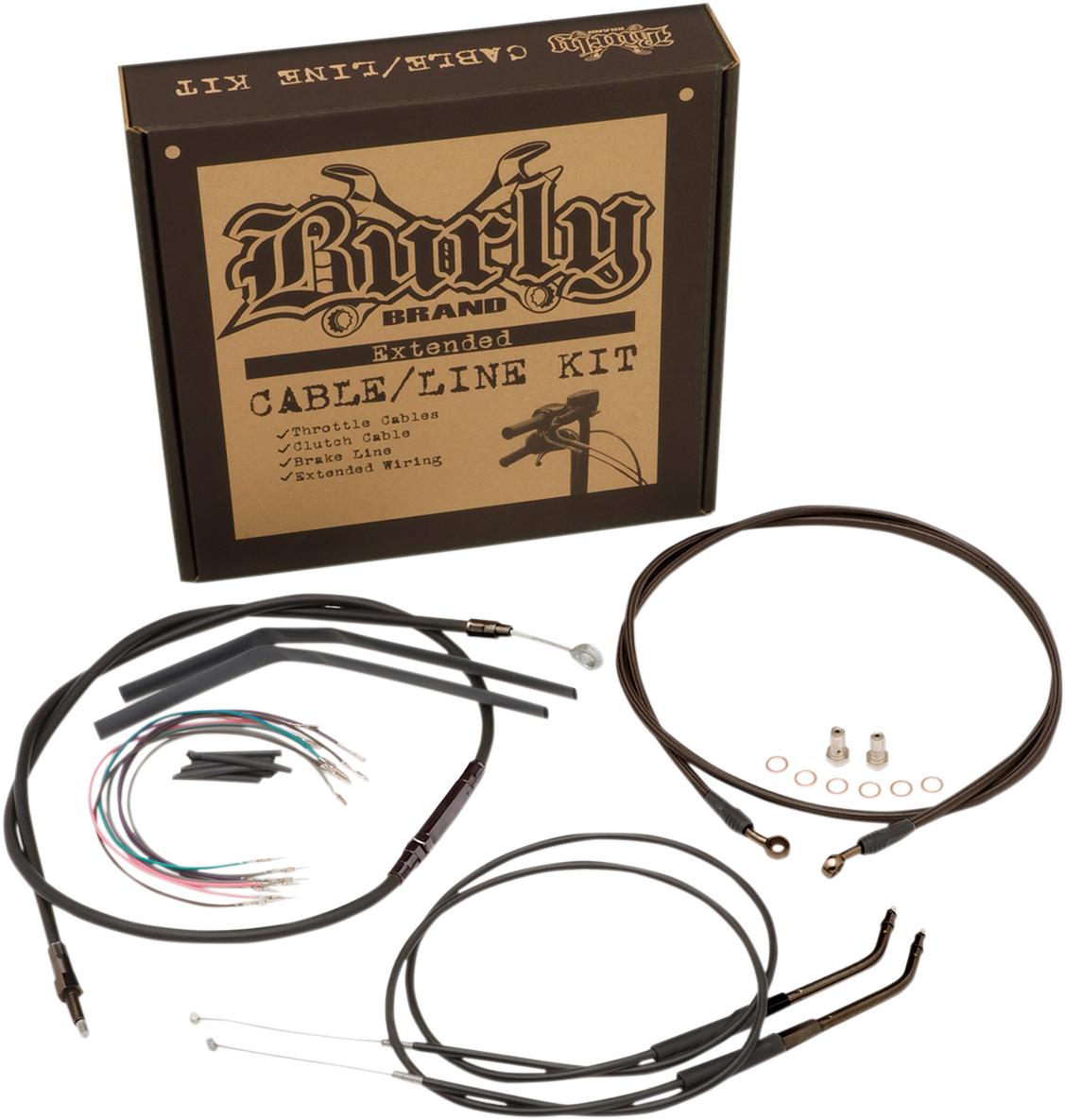 BURLY BRAND Cable Kit - Jail Bar - 10" Handlebars - Black Vinyl B30-1139