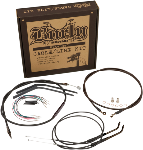 BURLY BRAND Cable Kit - Jail Bar - 10" Handlebars - Black Vinyl B30-1139