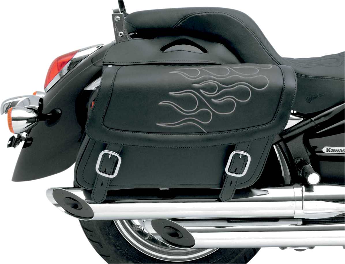 SADDLEMEN Flame Saddlebag - Silver - Jumbo X021-05-0423