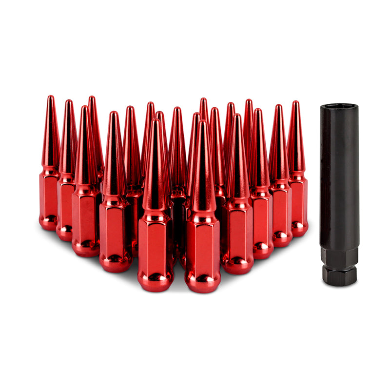 Mishimoto Steel Spiked Lug Nuts M12x1.5 20pc Set - Red MMLG-SP1215-20RD