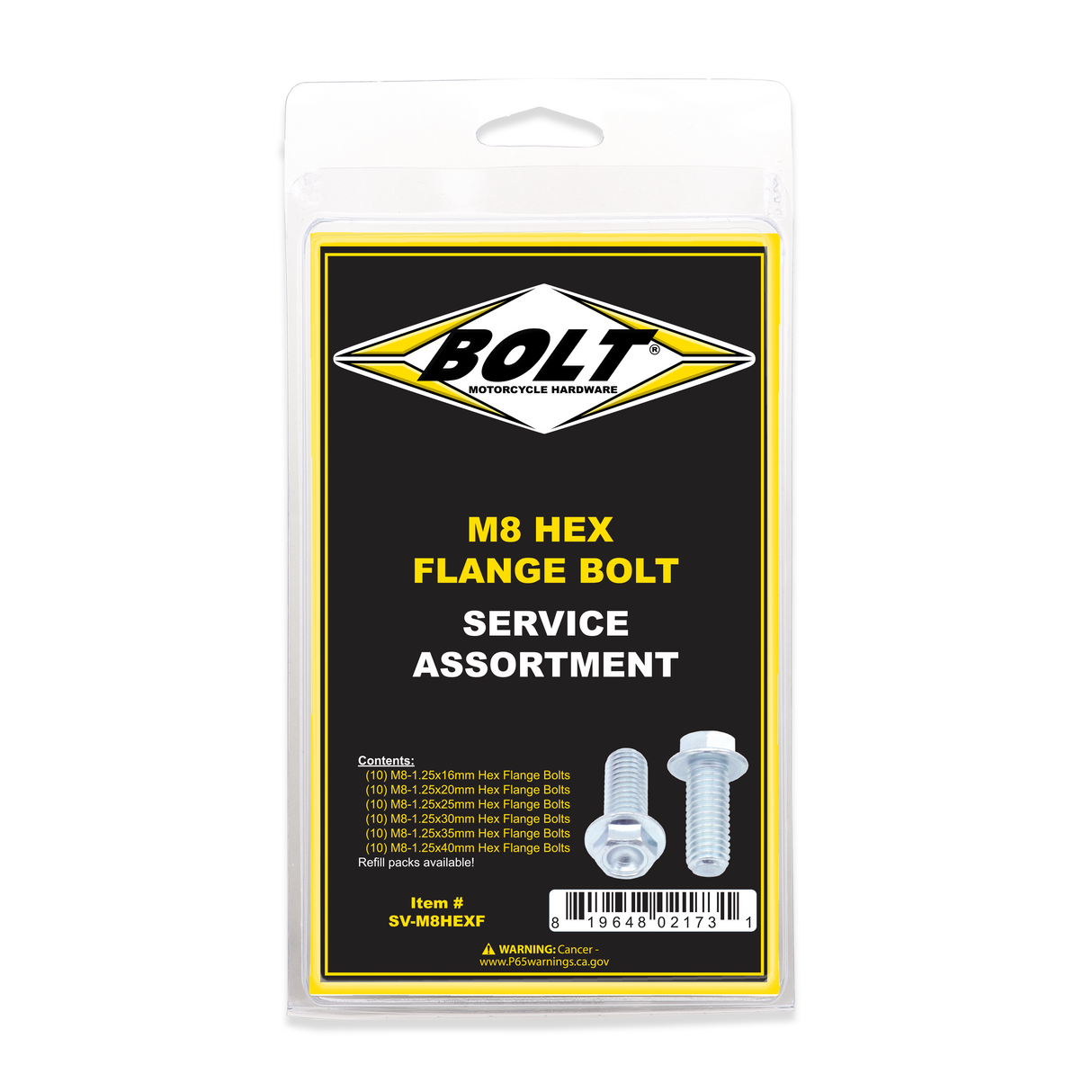 BOLT M8 10mm Hex Flang Bolt Asst 1 SV-M8HEXF