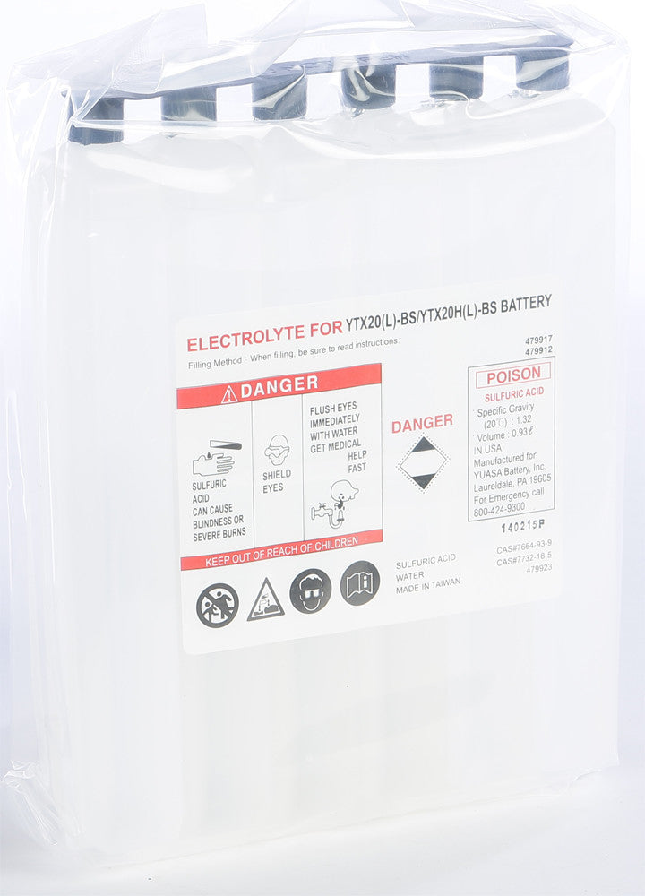 YUASA Electrolyte Pack Ytx20l-Bs Ea/ Acid Pack Ytx20(L)Bs 479917