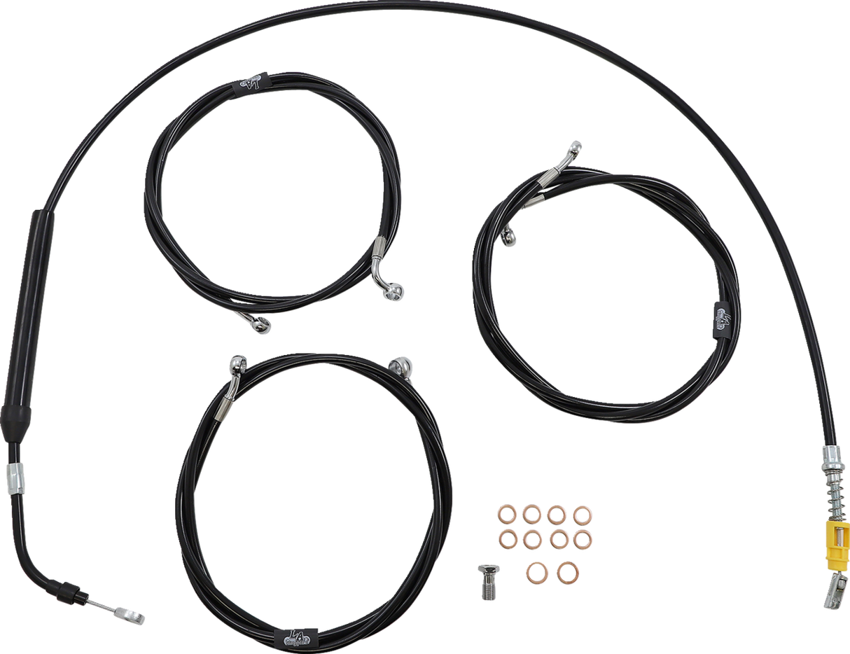 LA CHOPPERS Handlebar Cable/Brake Line Kit - 12" - 14" Ape Hanger Handlebars - Black Vinyl LA-8056KT-13B