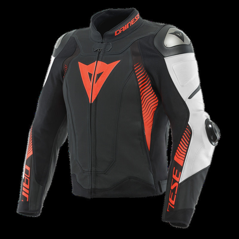 Dainese Super Speed 4 leather Jacket Perforated Matte Black/White/Fluorescent Red Size - 56 201533871-23A-56