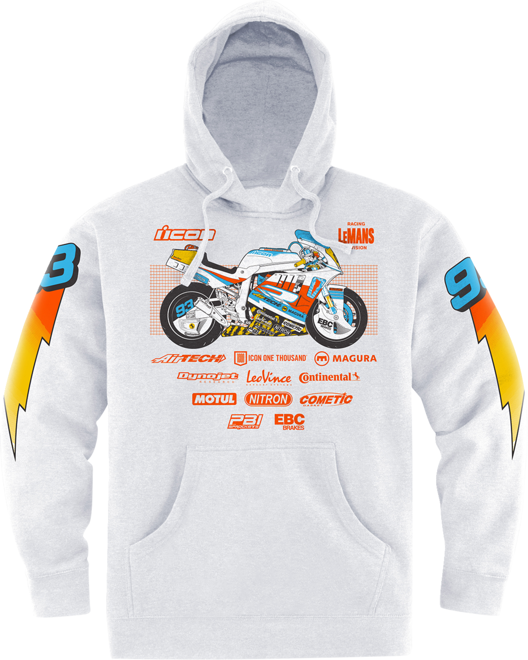 ICON Gixxer Johnny Hoodie - White - Medium 3050-6891