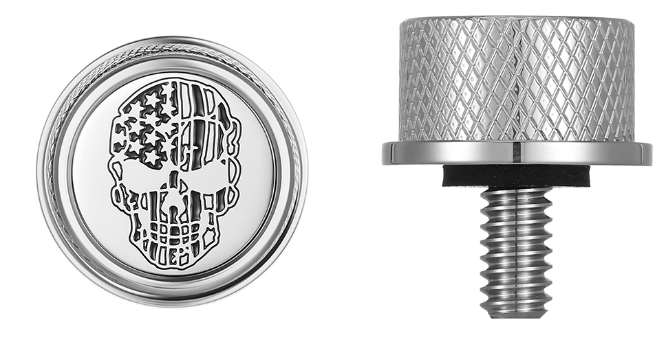 FIGURATI DESIGNS Seat Mounting Knob - Stainless Steel - Skull - Contrast Cut FD27-SEAT KN-SS